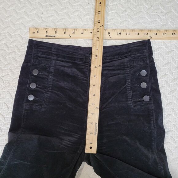 J Brand Natasha Sky High Skinny Pants Size 26 Black Velvet Exposed Button Fly - Picture 9 of 12